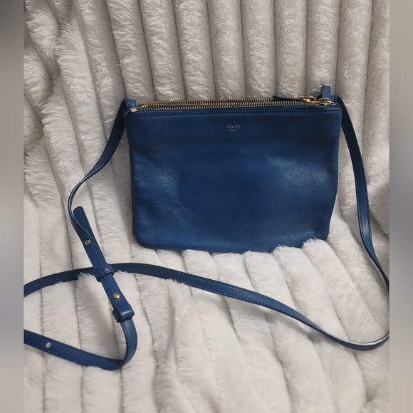 CELINETrio Blue Leather Gray Interior Crossbody 3 In 1